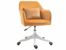 Chaise de bureau velours fauteuil bureau massant coussin lombaire intégré hauteur réglable pivotante 360° jaune