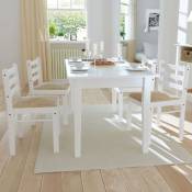 Chaises à manger lot de 4 blanc hévéa solide et velours