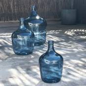 Decoclico Factory - Bonbonne dame jeanne en verre recyclé bleu 4L - Bleu