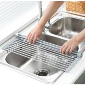 Egouttoir enroulable pour vaisselle et légumes/Égouttoir à vaisselle/Tapis enroulable - gris