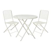 Ensemble table de jardin bistro ronde beige + 2 chaises