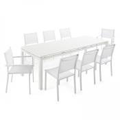 Ensemble table de jardin extensible en aluminium et 8 assises blanc