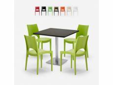 Ensemble table noir 90x90cm horeca 4 chaises polypropylène empilables prince black