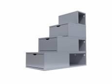 Escalier cube de rangement hauteur 100 cm gris aluminium