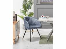 Eva - fauteuil chaise de salle à manger - finition tissu velours gris - pieds noir et dorés en acier inoxydable - style scandinave