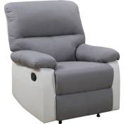 Fauteuil relax Lincoln - 90 x 89 x 103 cm - Blanc/Gris