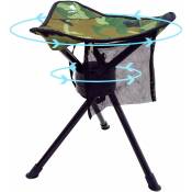 Fortuneville - Chaise pivotante Pliable avec trépied - Rotation à 360 degrés - Robuste - pour Camping, pêche, randonnée, Chasse en Plein air