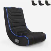 Franchi Bürosessel - Chaise de jeu ergonomique Floor Rockers avec haut-parleurs Bluetooth Dragon Couleur: Bleu