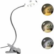 Groofoo - 7W usb Lampes-clips de Bureau avec Pince et Bras,48 LED,3 Couleur et 10 Intensite Variable,Lampe Tatouage Flexible,Clip Lampe de Lecture au