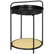 HOMCOM Table d'appoint table ronde table basse avec