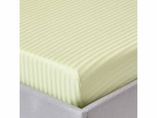 Homescapes drap-housse rayé 160 x 200 cm 100% coton égyptien 330 fils coloris vert sauge BL1222H