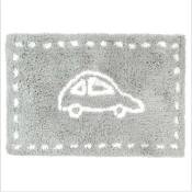 JJA - Tapis épais pour enfant microfibre 90 x 60 cm gris - Gris - Gris et blanc