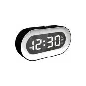 Jusch - Réveil numérique, lumière et Volume réglables, Horloge de Chevet avec Double Alarme, Fonction répétition et arrêt Automatique, Alimentation