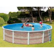 Kit piscine hors-sol acier Toi PINUS ronde Ø3.50 x 1.20m décor bois
