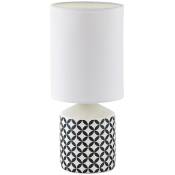 Lampe de table motif blanc / textile céramique Sophie Ø13cm h: 30 cm avec interrupteur