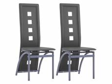 Lot de 2 chaises de salle à manger cuisine design contemporain synthétique gris cds020582
