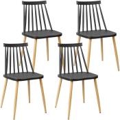 Lot de 4 chaises Noires Style scandinave à barreaux modèle Pop - Pieds en Bois Naturel - Black