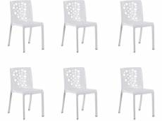 Lot de 6 chaises de jardin empilables en résine coloris blanc - longueur 48 x profondeur 54 x hauteur 81 cm