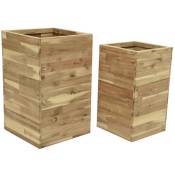 Lot de deux cache-pots carrés en bois d'acacia Jardideco
