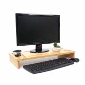 Mendler Rehaussement d'écran HWC-E85, support d'écran, rehausse pour bureau, présentoir d'écran, bambou 9x65x31cm