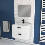 Meuble salle de bain 60 cm suspendu 2 tiroirs Blanc