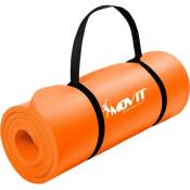 Movit® Tapis de Yoga - 190 x 60 cm, 15 mm d'Épaisseur, Antidérapant, Mousse NBR, Orange - Tapis d'Exercice, Tapis de Pilates, Tapis de Fitness, Gym à