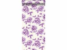 Papier peint roses peintes à l'aquarelle violet - 128015 - 53 cm x 10,05 m 128015
