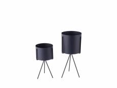 Pedestal - 2 cache-pots rond en métal - couleur -