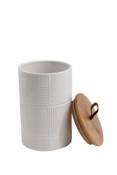 Pot en céramique blanc avec couvercle en bambou Noam