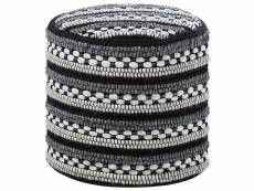 Pouf en laine et coton noir et blanc 41 x 41 cm guntur