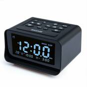 Radio-réveil numérique avec double chargeur usb pour chambre à coucher, volume d'alarme et luminosité réglables (noir) - Tigrezy