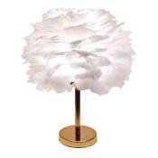 Rubberskin Mini lampe de table en plumes blanches lampe de chevet lampe de table bureau en plumes abat-jour pour chambre à coucher, décoration de la