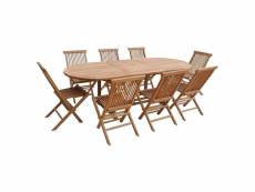 Salento - ensemble table de jardin ovale extensible et chaises pliantes en teck - chaises x 8 1259-00-00-02