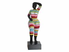 Statue femme pose mannequin rayures multicolores h35