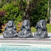 Statues de bouddha sagesse patiné gris 40 cm - Gris
