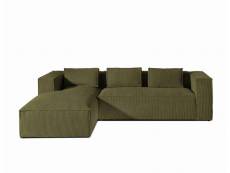 Stella - canapé d'angle - en velours côtelé - 4 places -style contemporain - gauche - lisa design - vert