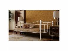 Superbe lits et accessoires edition maseru lit avec matelas 90 x 200 cm métal blanc
