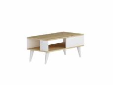 Table basse style scandinave samar 58x43,3cm bois blanc et chêne clair