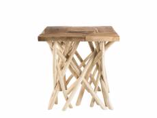Table d'appoint 55 cm en teck avec piètement en bois