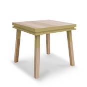 Table de cuisine carrée avec tiroir 100 cm, 100% frêne