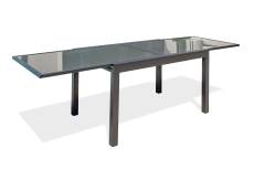 Table de jardin 10 places en aluminium anthracite et plateau verre