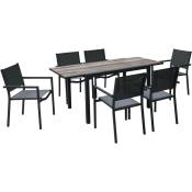 Table de jardin aluminium 120/180cm avec 6 chaises