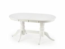 Table de salle à manger extensible blanche avec structure en bois massif roma 489