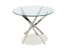 Table design ronde verre et métal chrome 90 cm weba