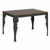 Table extensible 6 à 10 places l 120 à 224 cm marron et pieds gris foncé Patone