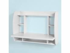 Table murale bureau avec étagère intégrée armoire de rangement murale (blanc) fwt18-w sobuy®