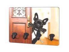Tableau à clés motif "chien" 4 crochets - 30 x 5 x 21 cm -pegane-