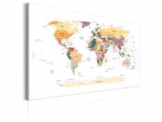 Tableau sur toile décoration murale image imprimée cadre en bois à suspendre carte du monde : voyage autour du monde 120x80 cm 11_0004250