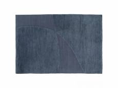 Tapis rectangulaire en laine à motif tissé main bleu 160 x 230 cm