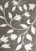 Tapis shaggy motif fleur gris - 120x160 cm
